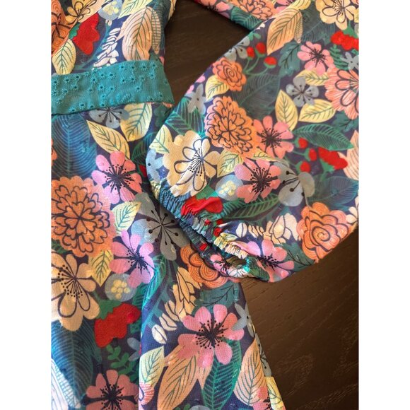 Matilda Jane Floral Long-Sleeve Tunic Top With Crochet Lace Trim Large - Picture 4 of 6